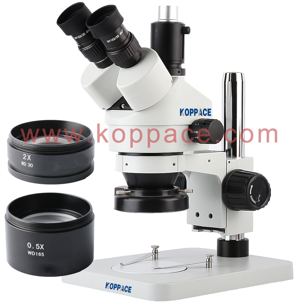 KOPPACE 3.5X-90X;Trinocular Stereo Microscope;144 LED Ring Light;23.2mm